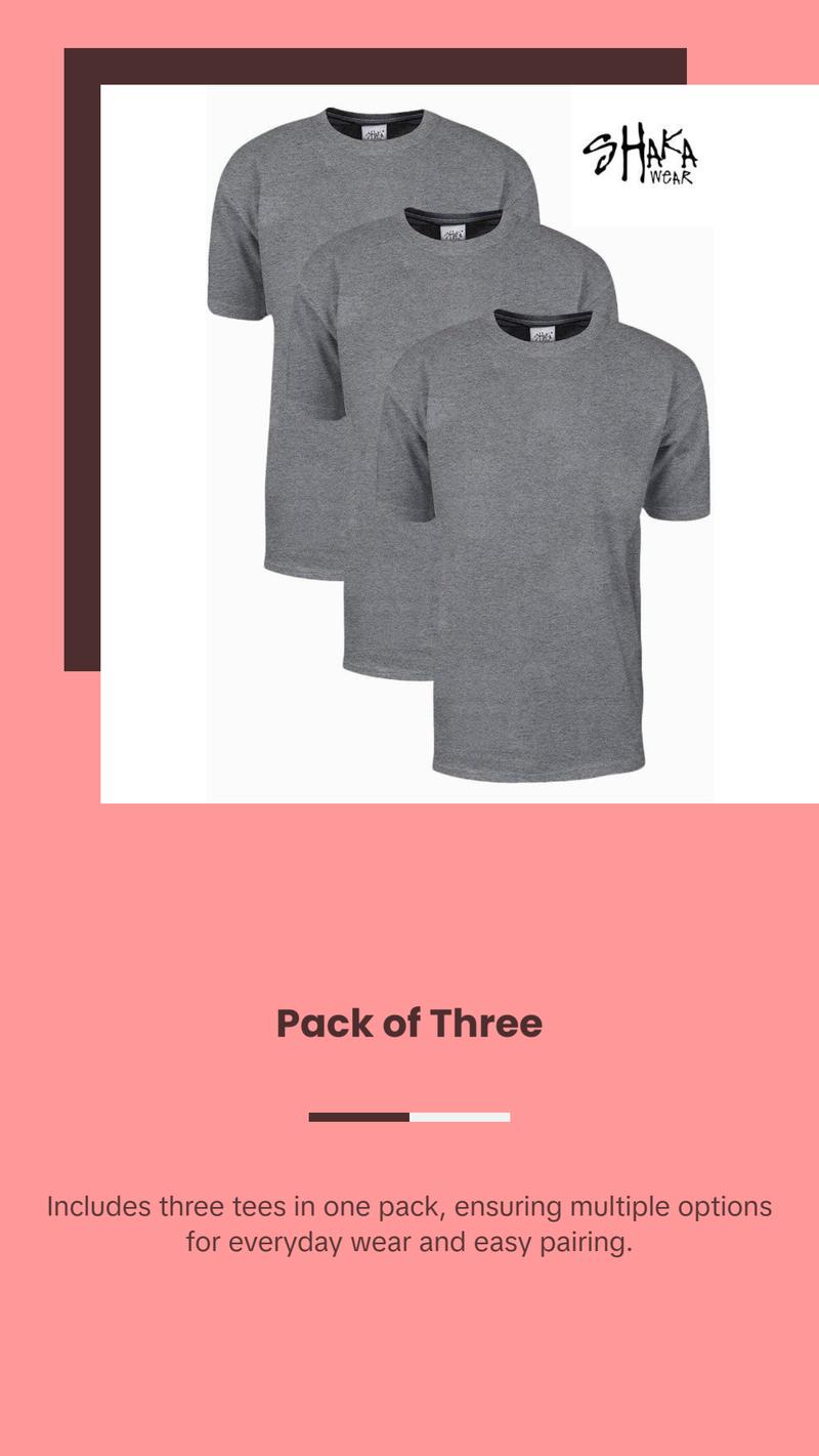 3  Tees Shaka Wear Crewneck 7.5 Oz Super Max Heavyweight T-Shirt Top T-shirt Casual Man Cotton Menswear Short Sleeves