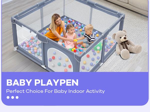 Baby Playpen, Indoor and Outdoor Playard, Play Pens for Kid Activity Center, Sturdy Safety Baby Fence with Breathable Mesh for Toddler playpen
