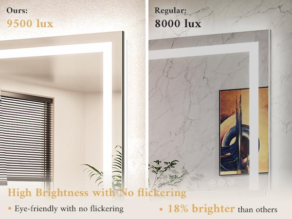 TETOTE LED Bathroom Mirror with Front & Back Lights, Stepless Dimming, 3 Light Colors, Anti-Fog & Smart Memory, Shatterproof Tempered Glass, Plug-in/Hardwired