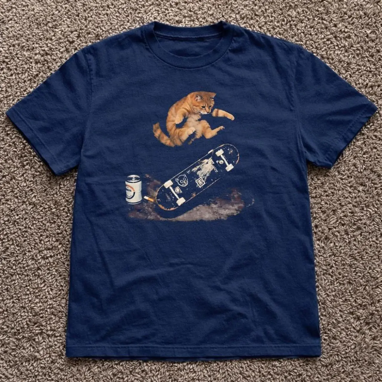 Gildan Men's and Women's T-shirt, Funny cat skateboarding graphic tee, Animal tee, Y2k Unisex Graphic Tees Gothic Grunge Emo Scene Amity Affliction Style Clothes Menswear Womenswear Streetwear