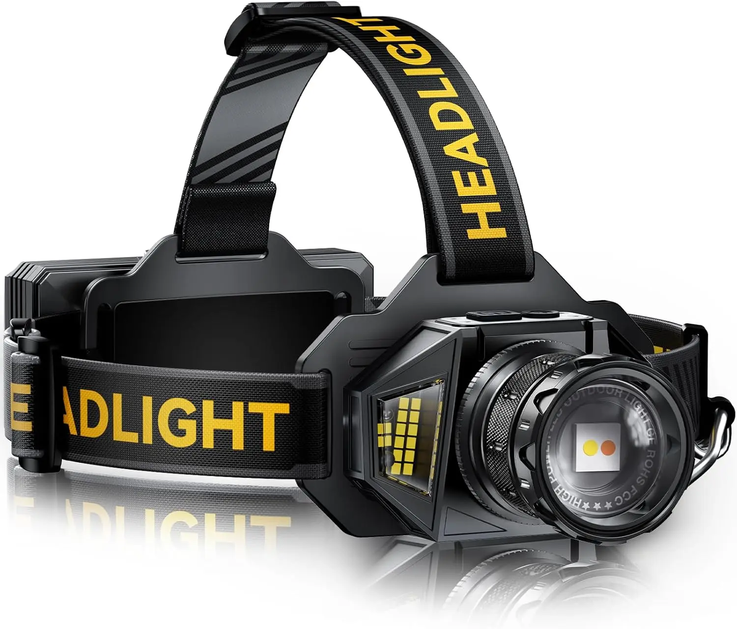 Rechargeable LED Headlamp with Red Light, 150000 High Lumens, Motion Sensor, 8 Modes, 60H Runtime, Zoomable, 90° Adjustable, IPX4 Waterproof High-Power Flashlight for Camping & Hiking campingessentials