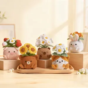 Handmade Emotional Support Animal Potted Plant - Mother's Day Gift for Mom - Easter Basket Stuffer 2026 - Room Decor for Women - Crochet Sunflower & Daisy Desk Pet - Home Decor Items - Teen Girl Gift