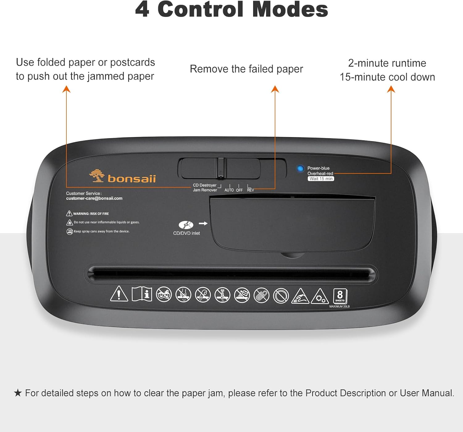 Bonsaii Paper Shredder for Home Use, 8-Sheet StripCut Home Office Shredder, CD/Credit Card Shredder Machine with Overheat Protection, 3.4 Gallons Wastebasket
