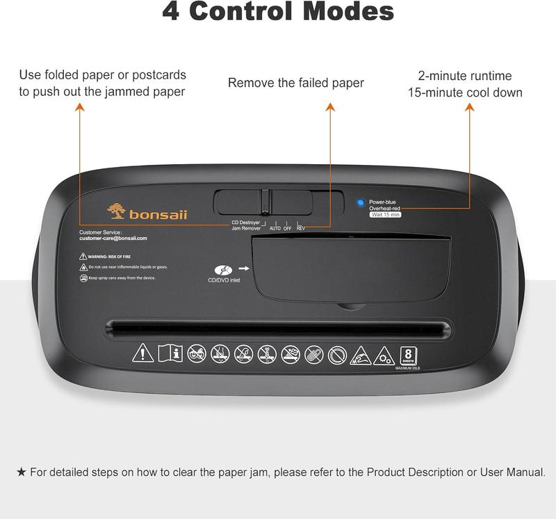 Bonsaii Paper Shredder for Home Use, 8-Sheet StripCut Home Office Shredder, CD/Credit Card Shredder Machine with Overheat Protection, 3.4 Gallons Wastebasket