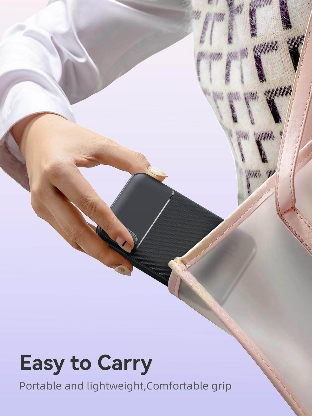 RORRY 10000mAh Portable Charger with Built-in Cables & AC Wall Plug 22.5W Fast Charging for iPhone Samsung Galaxy LG iPad Lightweight Power Bank Smartphone Compact Battery Packs Foldable