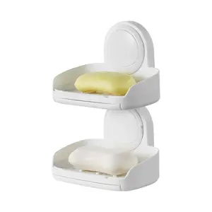 VEVOR Soap Holder for Shower,  , Double Layer with Suction Cup, Wall Mounted NO-Drilling, Strong Suction Bar Soap Sponge Holder, Self Draining Soap Saver, for Shower Bathroom Bathtub Kitchen, Removable