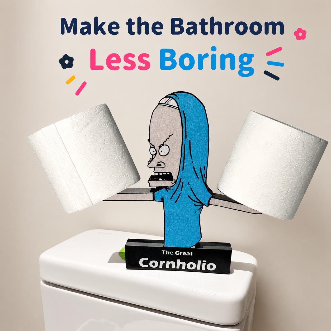 Cornholio Toilet Paper Holder - Double Roll Tissue Stand with Character Design, Fun Functional Bathroom Organizer & Restroom Accessory"