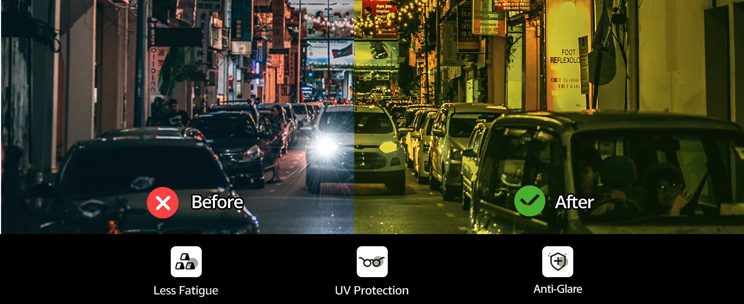 【Night Drivng Glasses】Myiaur Polarized Night Vision Glasses for Women, Anti Glare Driving Vision Glasses with Yellow Lens, UV400 Protection