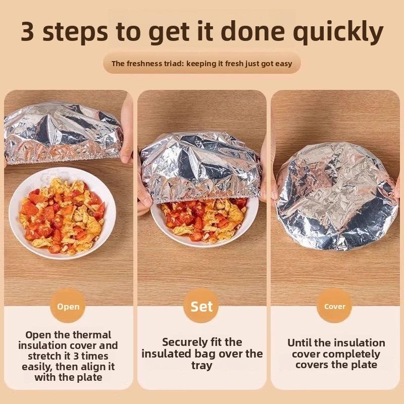 50PCS Aluminum foil heat-retaining cover for home dining tables and food containers; kitchen freshness preservation and insulation; aluminum foil