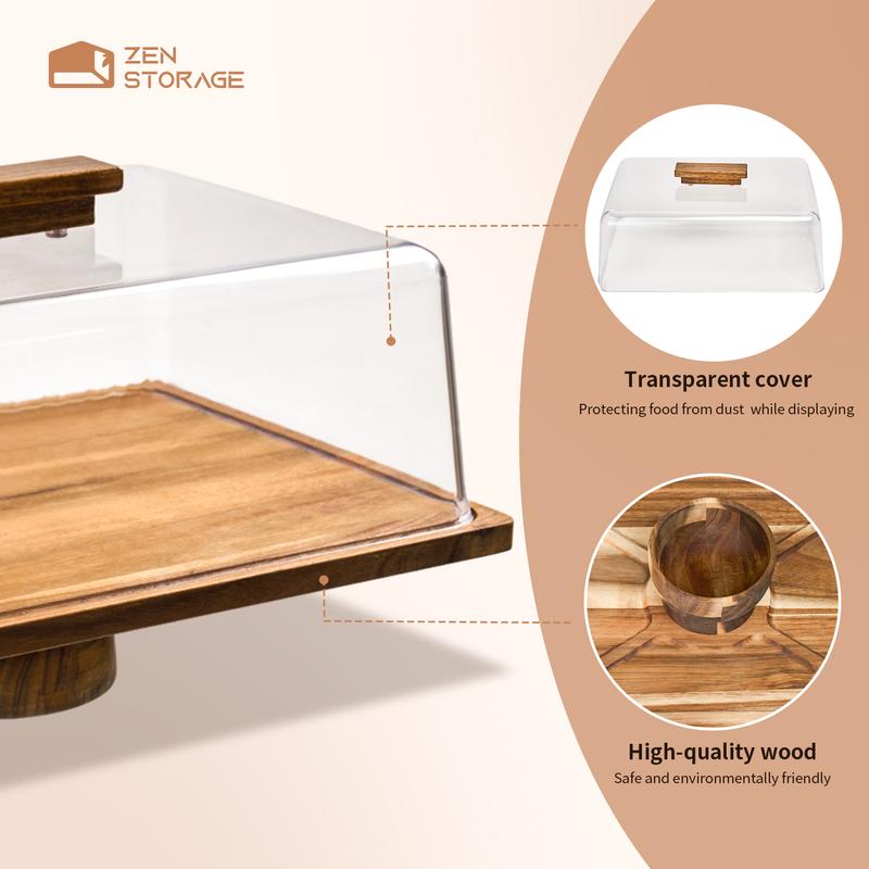 2-in-1 Cake Stand&Charcuterie Board | Acacia Wood | Acrylic Dome | Trending Party Wedding/Bakery Display |2-in-1 Cake Stand&Charcuterie Board | Acacia Wood | Acrylic Dome | Trending Party Wedding/Bakery Display