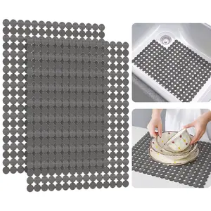 2-Pack Kitchen Sink Mats: PVC Adjustable Sink Protector | Sink Liner Pad | Dish Drying Mats, Easy to Clean & DIY Cut | 15.7 x 11.8 inches (Gray)
