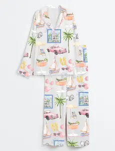 Women’s Charleston Bachelorette South Carolina Girls Trip Travel Short Sleeve Satin Pajama Set