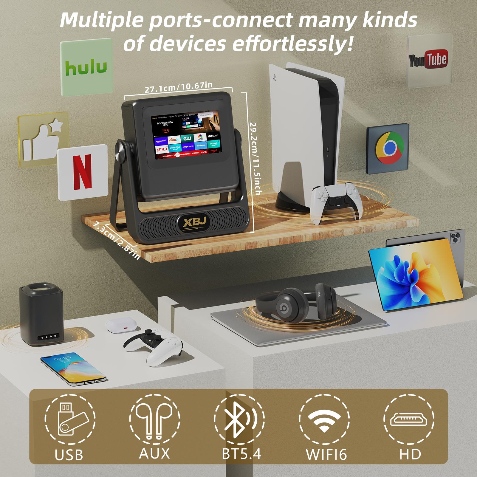 A5PRO Touch Screen ProjectorSupports 4K,800 ANSl Lumens with Auto Focusand Keystone Correction 3D DolbyAudio, WiFi 6and Bluetooth 5.0 for Home Theater, Gaming,Outdoor Camping (HDMI/USB-C). rotation stand, mini projector