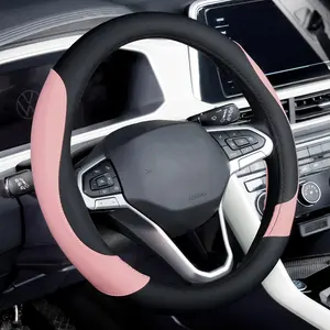 FLORICH Car Steering Wheel Cover Winter, Microfiber Suede Steering Wheel Covers napa leather with Anti-Slip Lining, Breathable Elastic Car napa leather Steering Wheel Protector Soft, Universal Standard Size 14-15 inch wheel protective cover