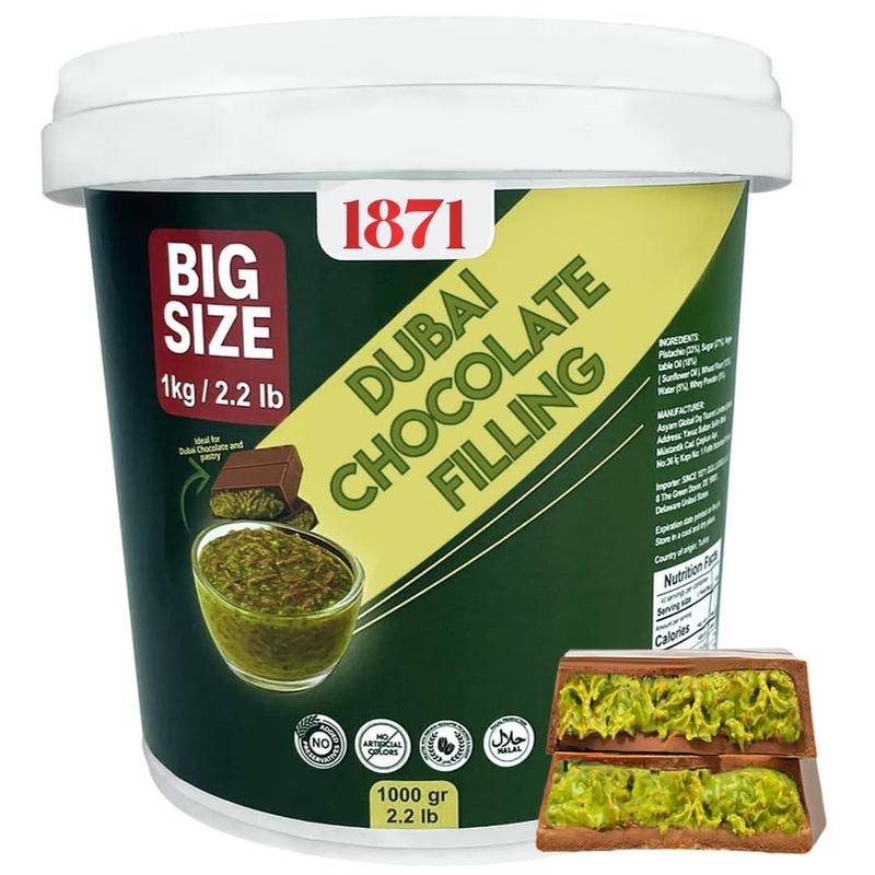 Dubai Chocolate Filling 2.2 Lb / 1 Kg Pistachio Cream with Crispy Kadayif | Middle Eastern Gourmet Dessert Best Ingredient For Dubai Chocolate | Rich, Crunchy & Decadent Treat (2.2 lb / 1 Kg)