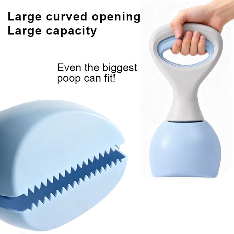 Dog Waste Scooper with Large Opening Jaw, One-Hand Operation, Durable ABS Non-Stick Material, Includes 15 Bags, Portable Clip-On Design for Walking, Works on Grass Gravel Concrete