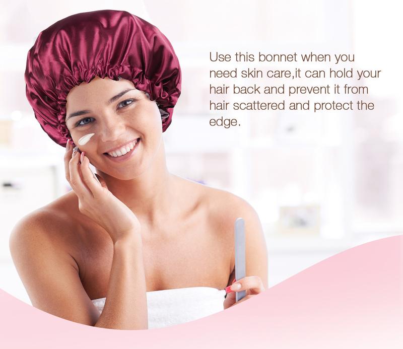 GOOGOO Adjustable Band Satin Bonnet For Sleeping & Hair Care Shower