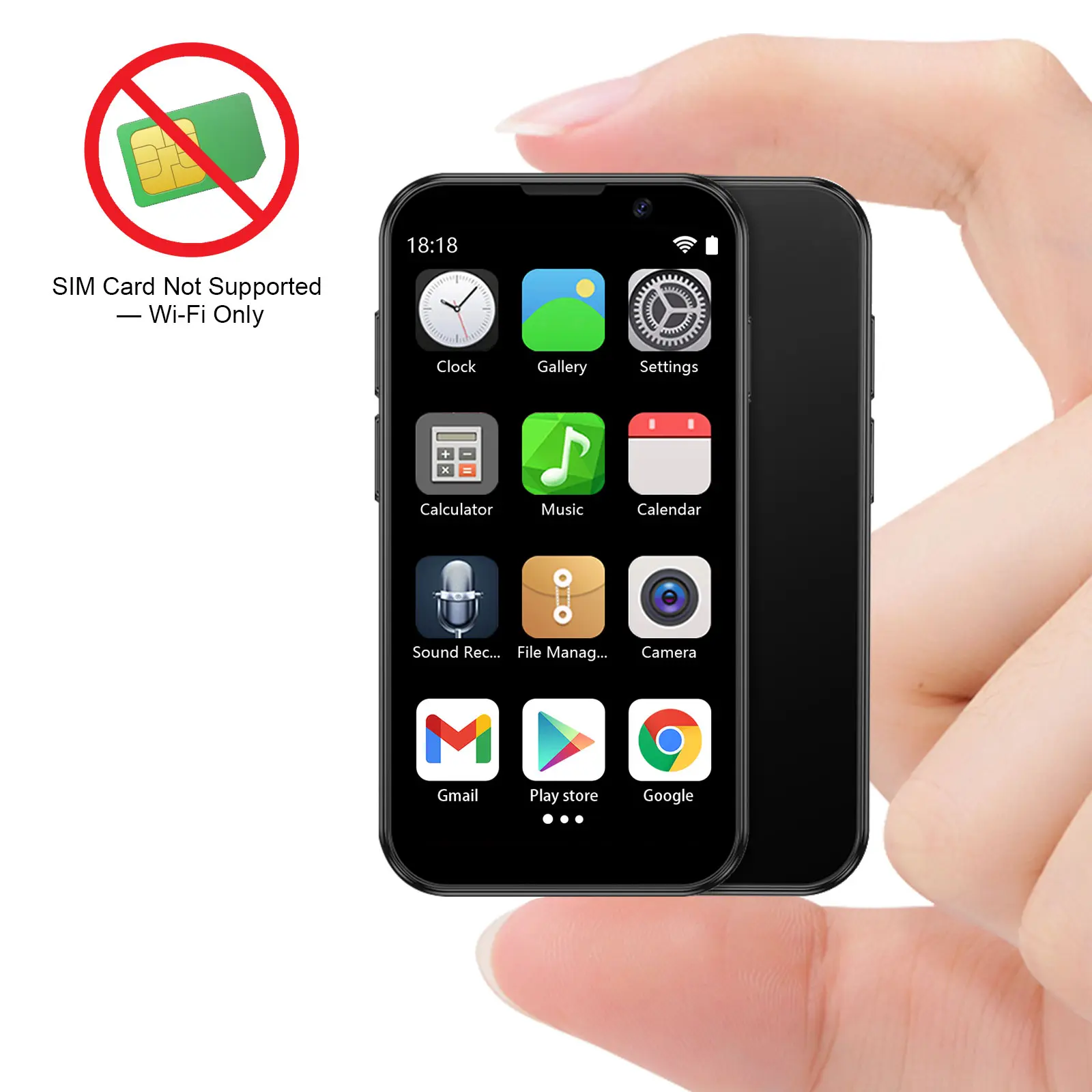 BLKE Android Mini Phone with Wi-Fi & Google Play - 3.0" HD Youth Electronic Learning Tool, 3MP+5MP Dual Camera, GPS, Portable Lightweight, 5V/1A Adapter Only, No SIM Support, Cool Gadgets (Tools and Gadgets, Cells)