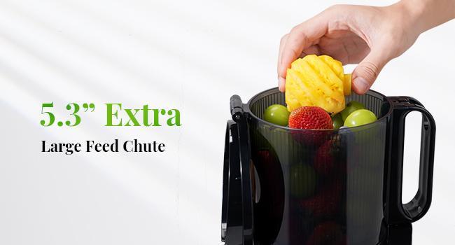 GDOR Cold Press Juicer 5.3" Wide Chute 150NM Motor High Yield Easy Clean Slow Masticating Extractor with Anti-Drip Spout & 41oz Hopper