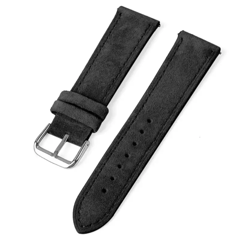 Premium Black Quick Release Suede Leather Watch Strap - Fits Most Watches