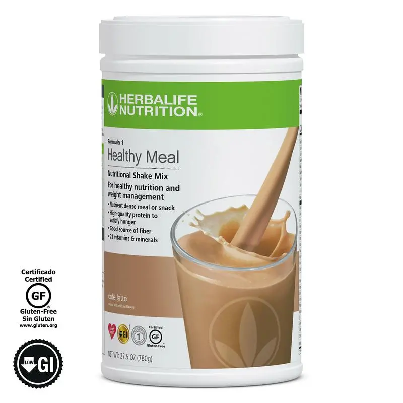 Herbalife Formula 1 Healthy Meal Nutritional Shake Mix, Cafe Latte Flavor (750g, Gluten-Free, Fiber-Infused), Daily Wellness Routine Meal Replacement with Essential Vitamins, Minerals, Soy-Dairy Protein Blend, Beverage