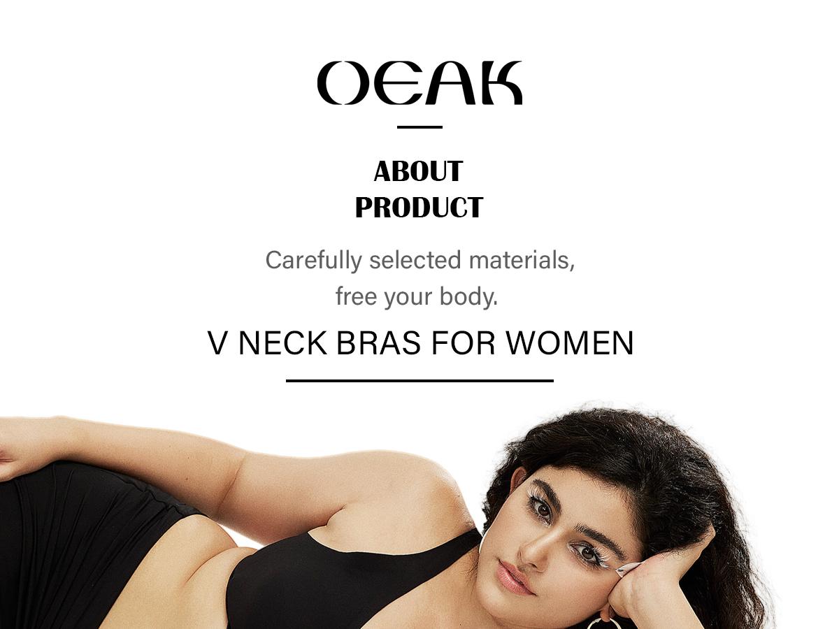OEAK Deep V Seamless Bras for Women Comfortable Push Up Bra No Underwire Jelly Bra
