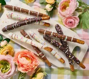 E&A Candies 18pc Chocolatey Gourmet Pretzel Rods & (6) Gift Bags E&A Candies 18pc Chocolatey Gourmet Pretzel Rods & (6) Gift Bags
