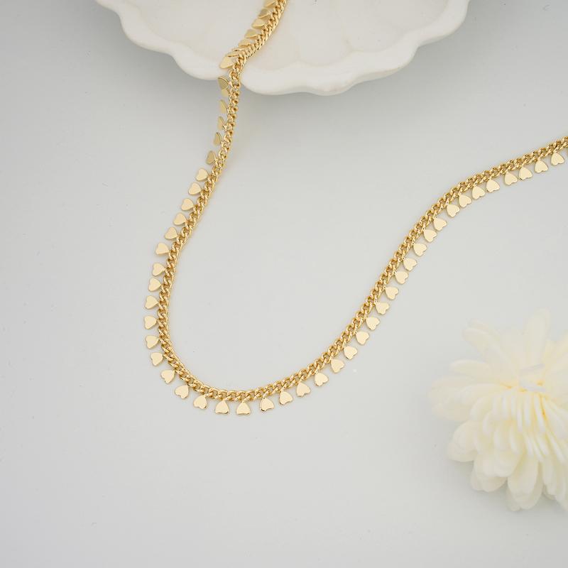 MEIITRUE 14K Gold Plated Heart Charm Necklace for Women, Hypoallergenic Fade-Resistant Dainty Chain Necklace, Trendy Jewelry Gift for Girls