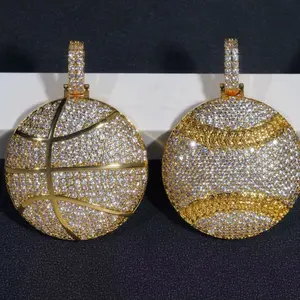 Iced Out vvs D Color Moissanite Basketball / Baseball 925 silver custom pendant
