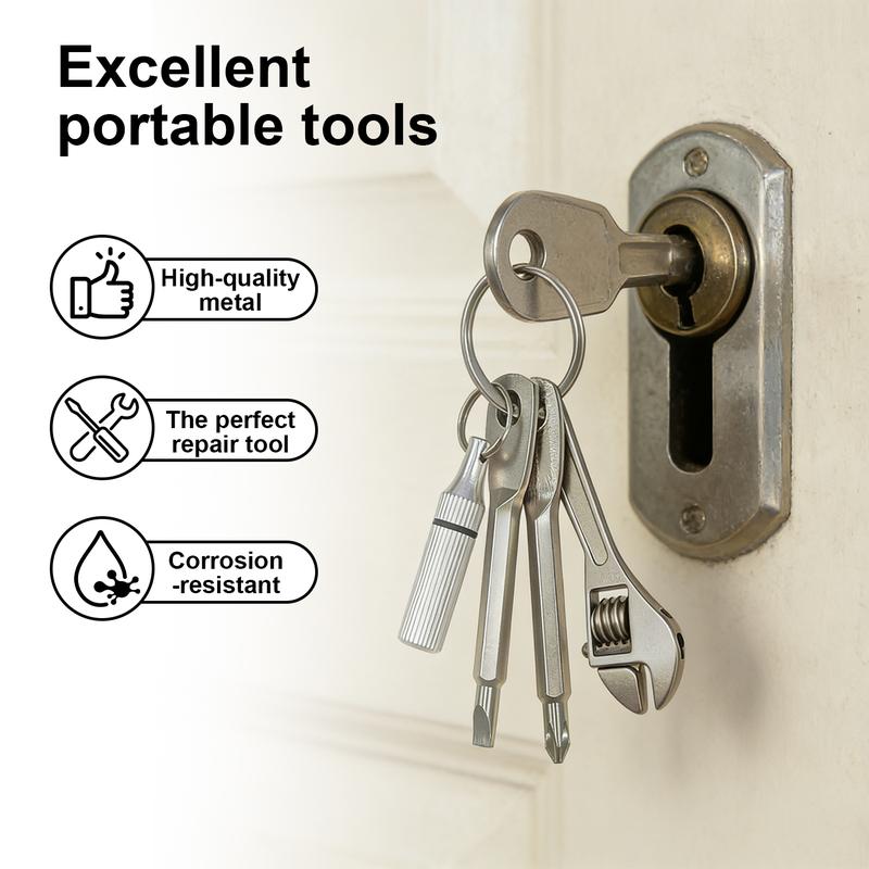 VAYWET 4-in-1 Pocket Mini Tool Keychain, EDC Mini Repair Tools: Letter Opener, Screwdriver, Copper Pocket, Pocket Wrench Keychain Metal Spanner Key Ring Pendant Gift Outdoor Camping Bicycle Motorcycle Repair Multifunctional Kit Maintenance Hand Tools