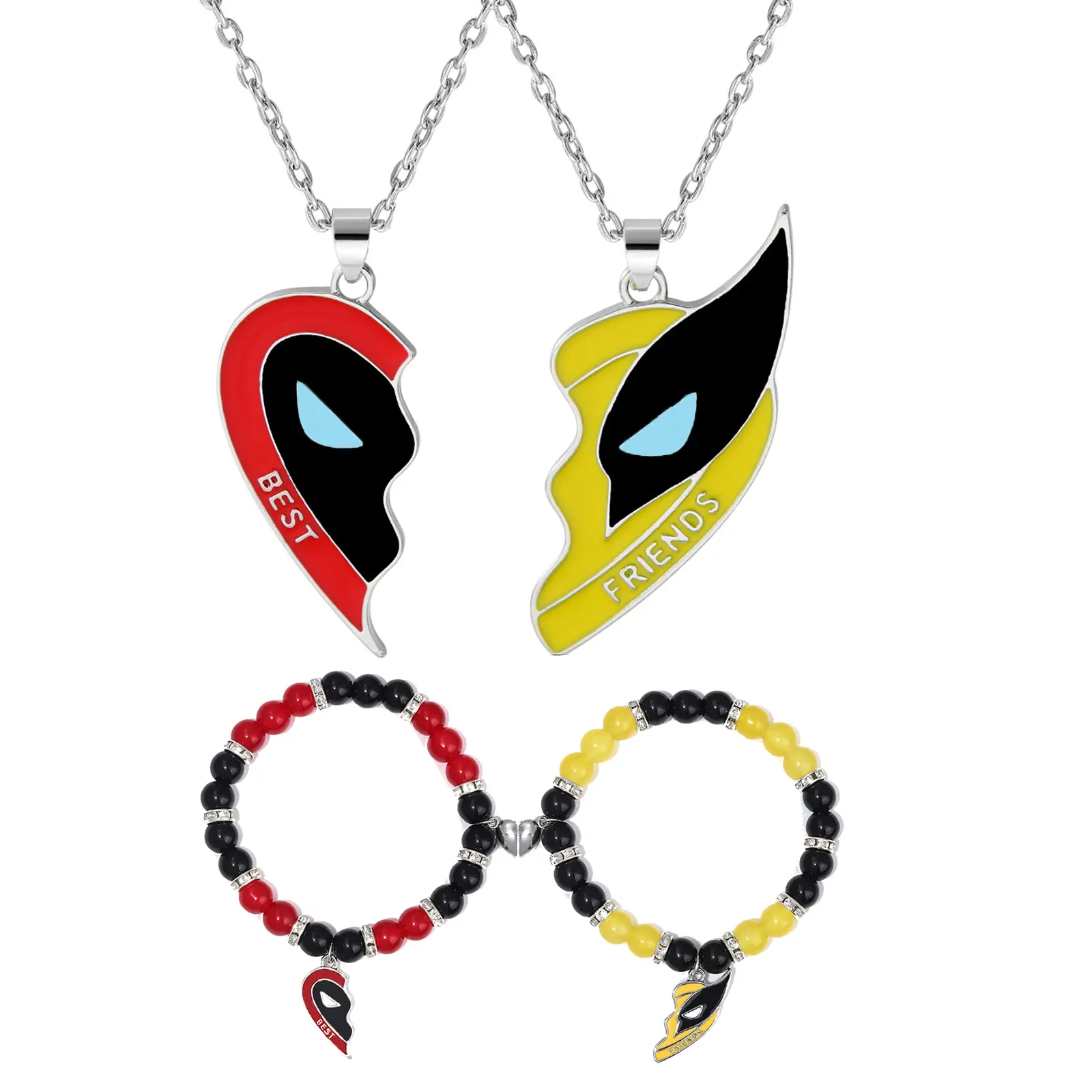 Best Friends Necklace For 2 Bff Bestie Bsf Friendship Aesthetic Fashion Matching Half Heart Puzzle Piece Best Friend Pendant Necklace Magent Bracelet Key Chain Set Non Tarnish Waterprooof Jewelry Accessories Prom Gift Everyday Style Spring Outfit outdoorf