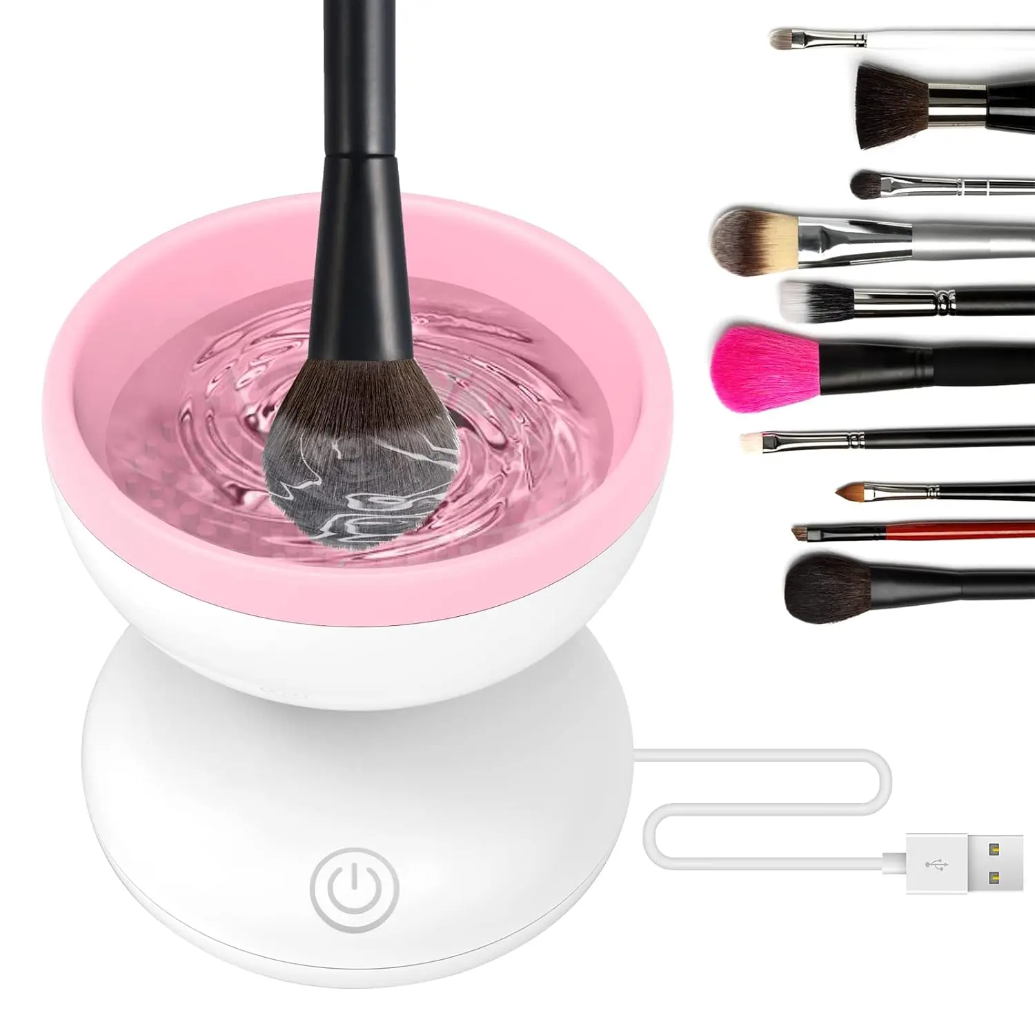 Electric Makeup Brush Cleaner Machine - USB Rechargeable Automatic Cleaner & Dryer for All Brush Sizes - Effortless Spinning Technology - Fast, Deep Cleaning with Silicone