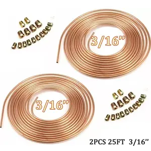 2 x Copper Nickel Brake Line Tubing Kit 3/16 OD 25 FT Coil Roll All Size Fitting