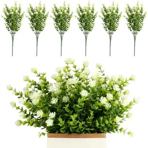 6PCS Outdoor Synthetic Flowers,Decorative Fake Flowers, Hanging Planter, Garden Decoration, Artificial Greenery for Indoor And Outdoor Plants, Garden Porch Window Box, Home Wedding Farmhouse Decoration