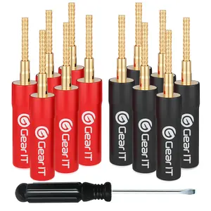 GEARit Speaker Banana Plugs 6 Pairs Flex Pin Type Connector for Audio Port Cable Connection GEARit Speaker Banana Plugs 6 Pairs Flex Pin Type Connector for Audio Port Cable Connection