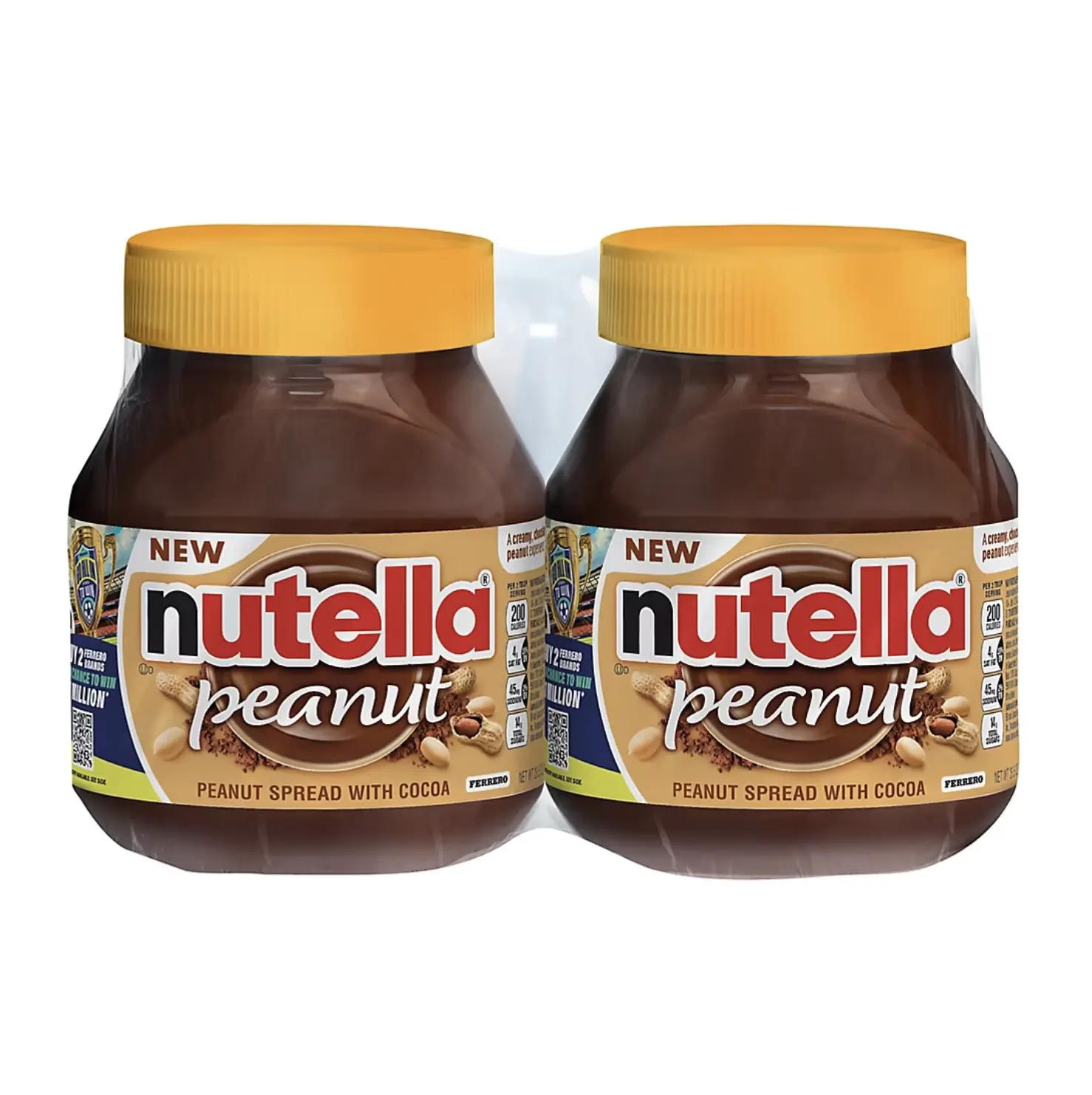 Nutella Peanut Spread with Cocoa, Creamy Peanut Spread, Breakfast Favorite, 26.5 oz Jar 2 pk