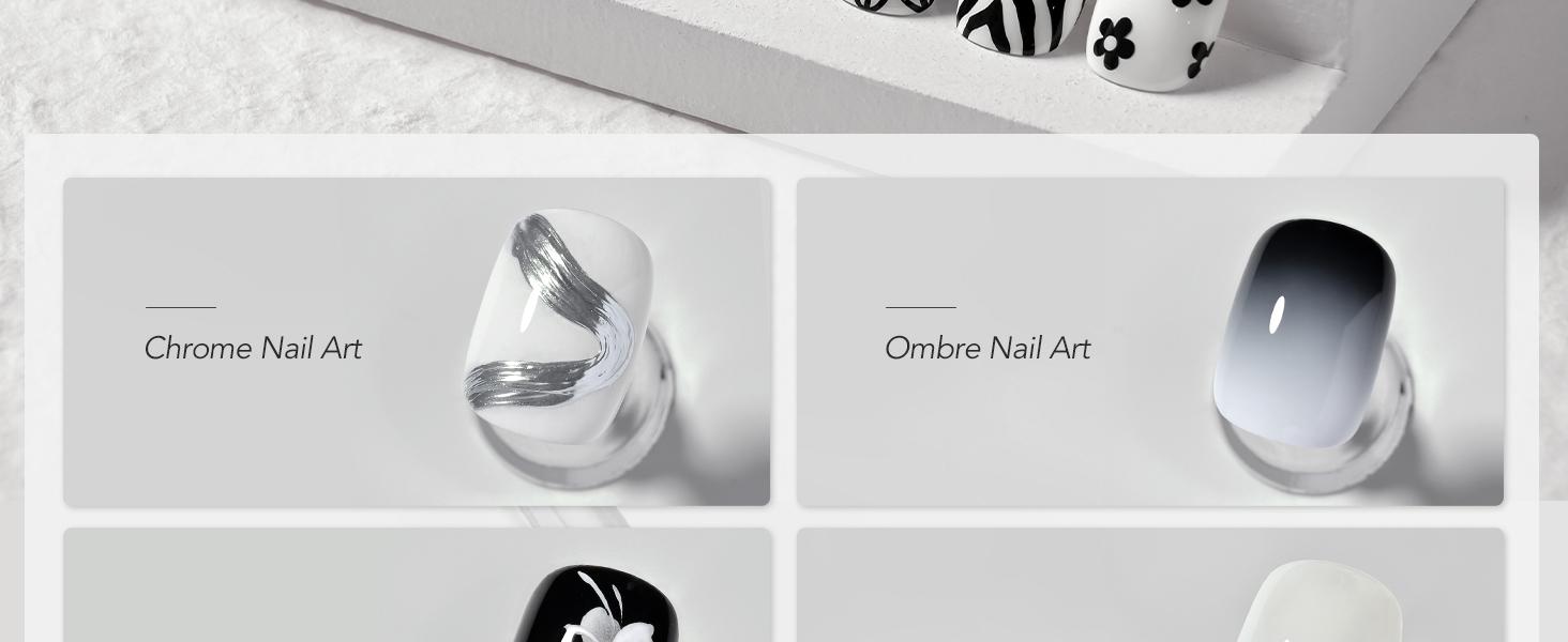 GAOY Black & White Painting Gel for Nail Art, No Wipe Creamy Gel Polish for Lines, Floral Designs, Patterns or French Nail Salon and Home DIY, UV Light Cure