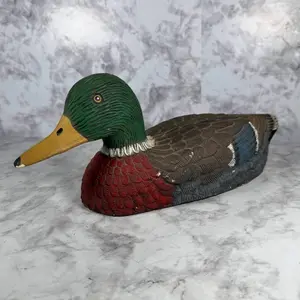 VTG 14" Ceramic Mallard Duck Painted Decoration Display Desk Decoy Farmhouse