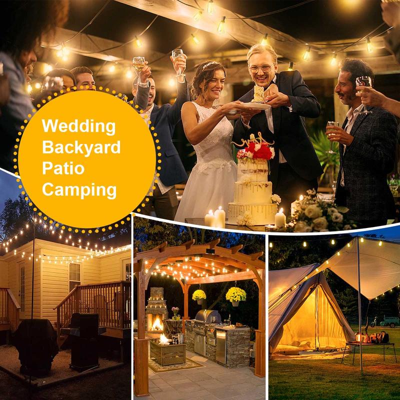 Dreamland Smart Outdoor String Lights Patio Deals 100FT with 32 Shatterproof,ST38 Vintage Edison Bulbs, Waterproof with with Remote and APP Control Hanging Lights for for Porch, Deck, Garden, Backyard, Balcony  ：