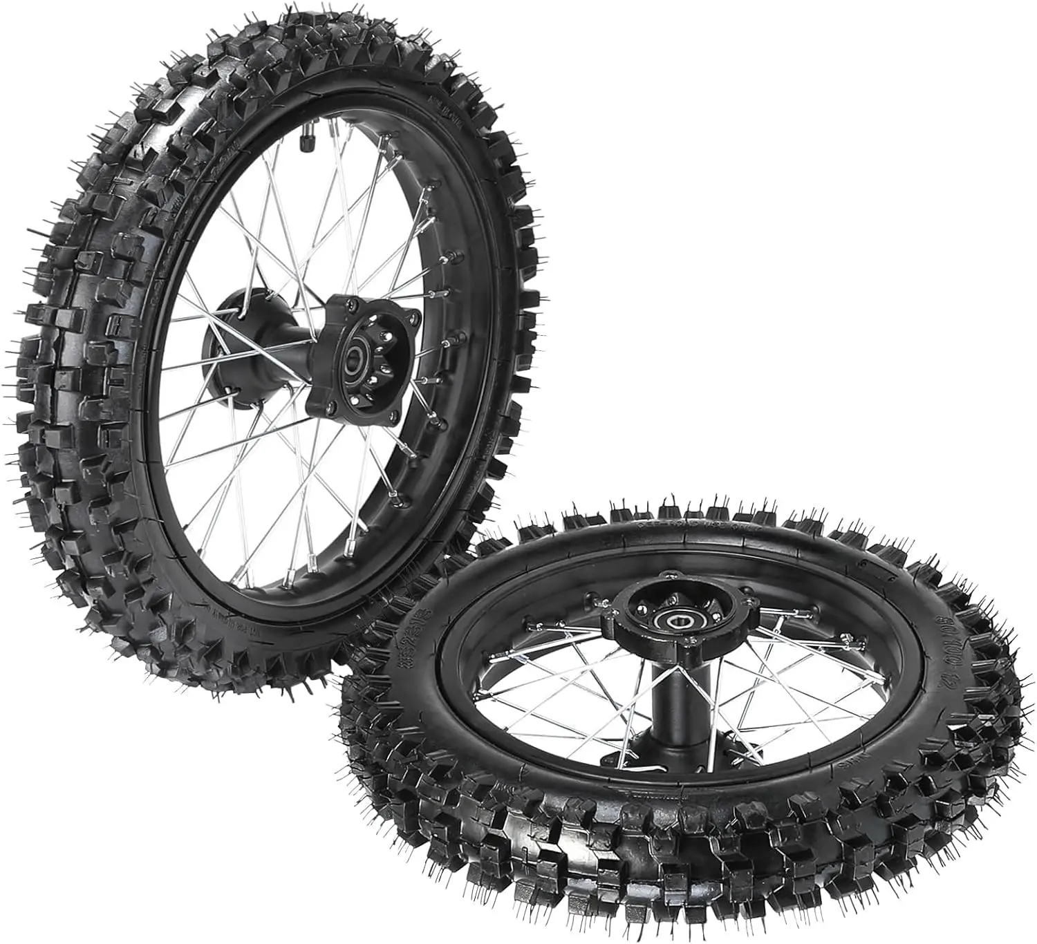 14" 12" Complete Dirt Bike Front and Rear Wheel Kit 60/100-14 80/100-12 Tire Rim Set 12mm Bearing for Pit Bike Motocross Off Road 50cc 70cc 90cc 125cc 140cc SSR Apollo Taotao DB14 DB17 XR70 CRF50