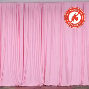 2 Pack 5ftx10ft Pink Scuba Polyester Backdrop Drape Curtains, Durable Flame Resistant Event Divider Panels Wrinkle Free With Rod Pockets