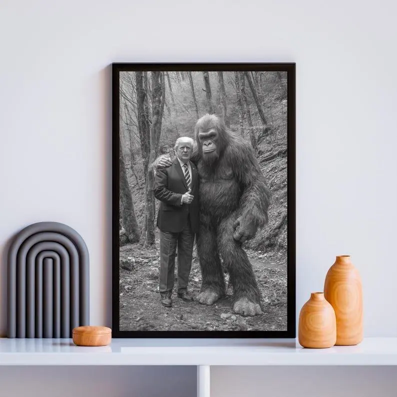 Funny Bigfoot Wall Poster Sasquatch Gift Bigfoot Art Gift for Dad Gift