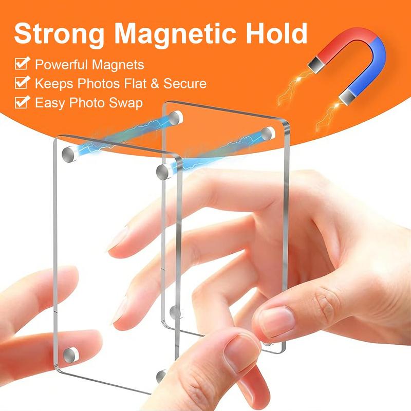 1/2pcs Magnetic Acrylic Photo Frame Clip, Car Sun Visor Picture Holder, Horizontal & Vertical Photo Display for Couples, Family, Pet, DIY Car Decor, Ideal Gift