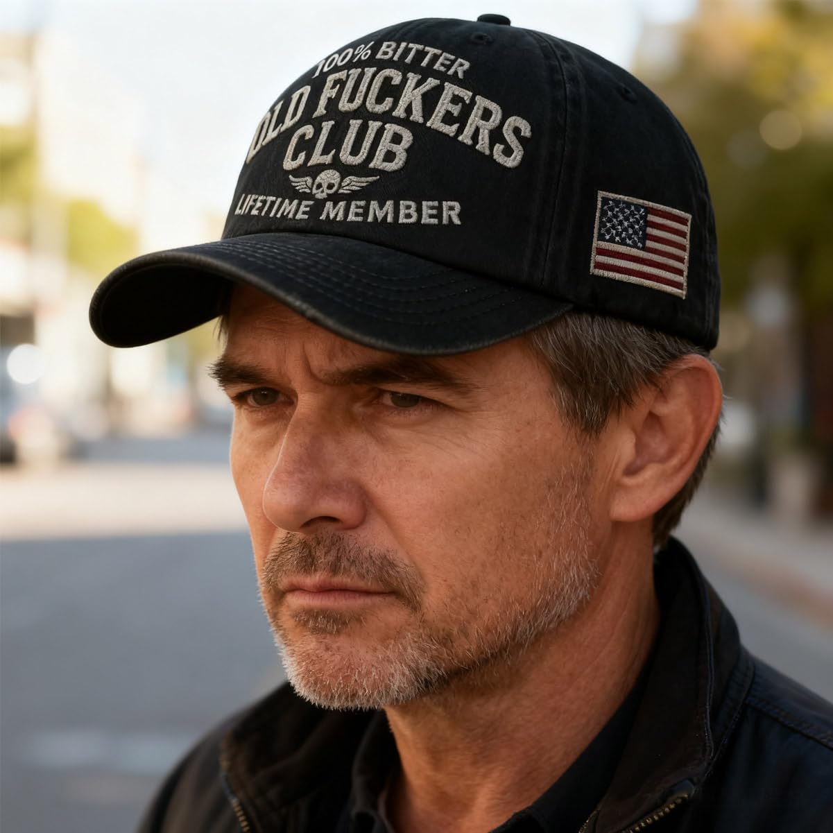 100% Bitter Old F*kers Club Vintage Cap Embroidery Adjustable Wash Lifetime Member Hat Unisex Casual Trendy Outdoor Cap Premium Cotton Material Rugged Everyday Style