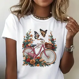Cotton Slowed Lives Bicycle T-Shirt | Floral Bike Butterfly Graphic Tee, Spring 2026, Boho Aesthetic, Cottagecore, Nature Lover Shirt, Slow Living Gift