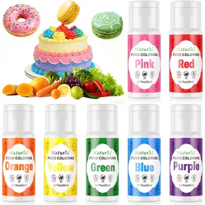 7-Color 20ml / 0.68 fl oz / bottle Natural Liquid Food Coloring Kit, Dye-Free & Food-Grade, Vibrant Colors for Easter Eggs, Cake Decorating, Frosting, Slime, Cookies & Baking