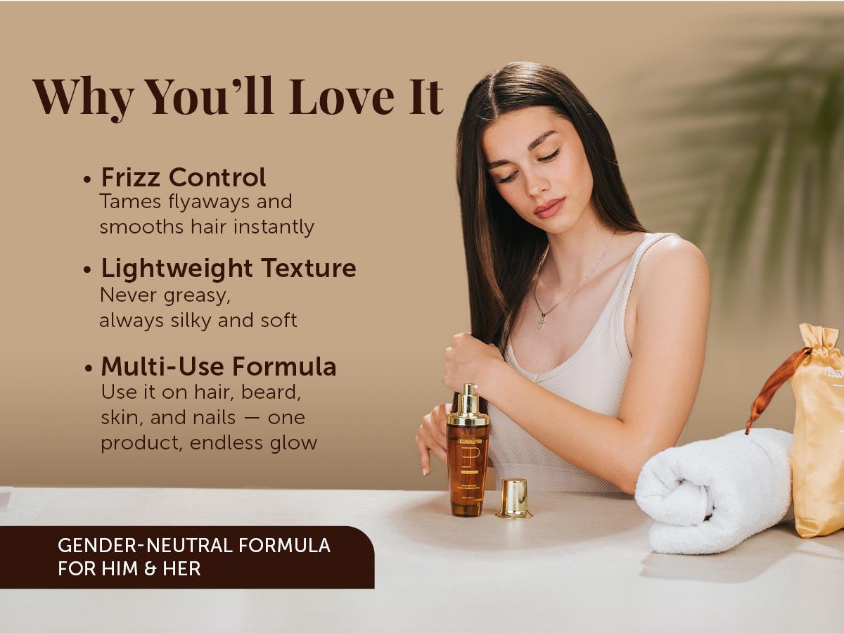 LEPURO Dubai Premium Elixir - Moroccan Argan Oil for Silky Hair & Skin - Lightweight Hydrating Hair Oil & Body Serum - Cosmetics Imported From Dubai - Boosts Shine, Smooths Frizz, Moisturizes Skin - Hair Treatment Oil For Women & Men, 100mL (3.38 Fl Oz)