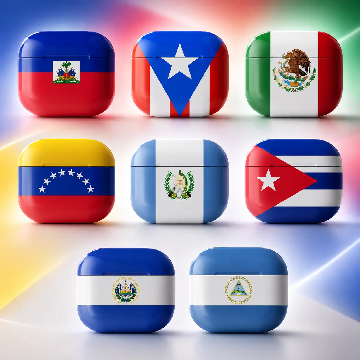 Durable Wireless Charging Country Flag AirPods Case, Latin American Flag Protective Cover, Patriotic Design for AirPods 1, 2, 3, 4 & Pro 1, 2, 3, Shell