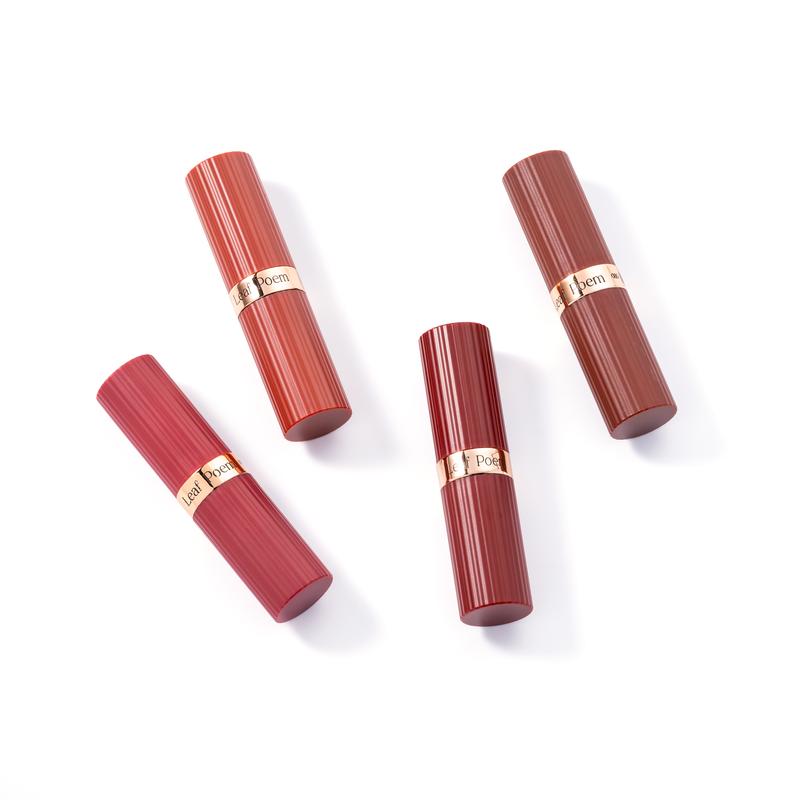 Leaf Poem Soft Matte Lipstick Collection – 4 Versatile Shades, Waterproof & Transfer-Proof for Daily Use, Rich Color, Long Lasting Lipgloss Glossy cool  tone  red  lipstick