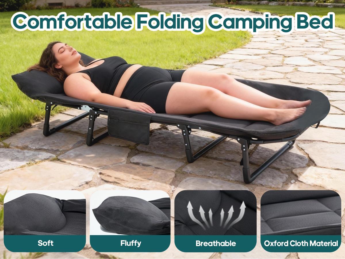 Camping Cot for Adults, 6 Angle Adjustable Folding Camping Bed with Mattress, Foldable Camping Bed for Camp, Office, Outdoor, Lightweight Camping Cot Supports 450 lbs Camping Cot for Adults, 6 Angle Adjustable Folding Camping Bed with Mattress, Foldable Camping Bed for Camp, Office, Outdoor, Lightweight Camping Cot Supports 450 lbs